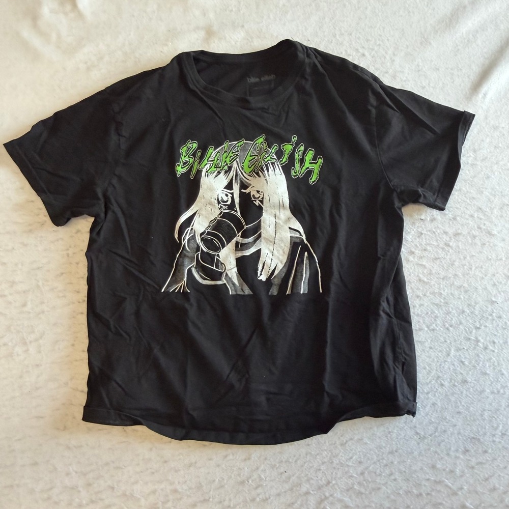 Billie Eilish Graphic T-Shirt XL Black Anime Manga Style Merch Short Sleeve